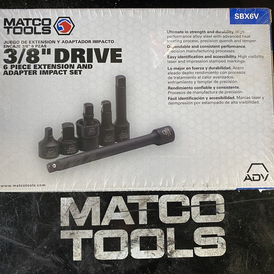 Great set of adapters by Matco, USA. It has all the most used extensions and adapters you use on a regular basis