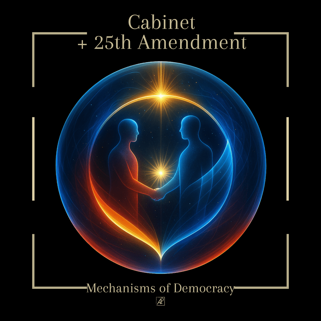 Mecanismos da Democracia 👥 Gabinete e a 25ª Emenda poster image