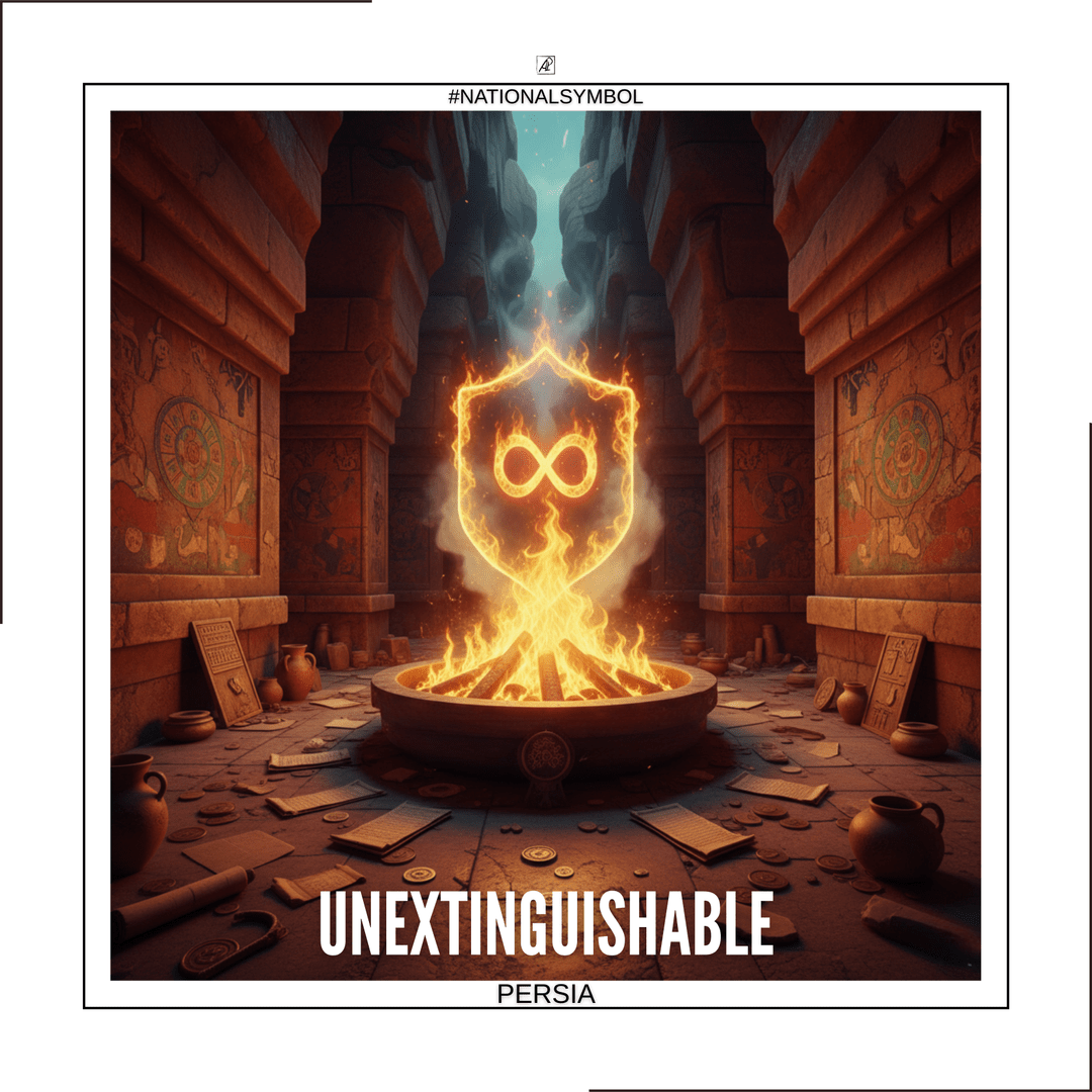 Símbolo Nacional. Pérsia. 🔥🛡️ Fogo — Inextinguível