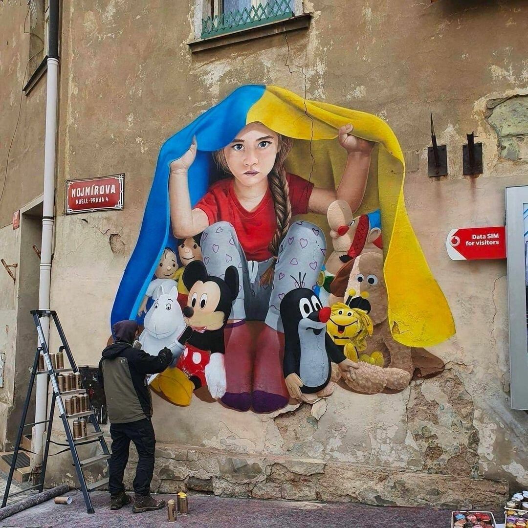 Графіті у Празі, присвячене українським дітям