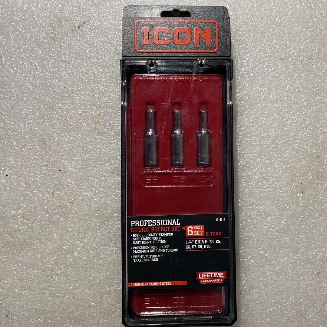 1/4 in. Drive Professional E-TORX Socket Set, 6 Piece by ICON (Inverted sockets)