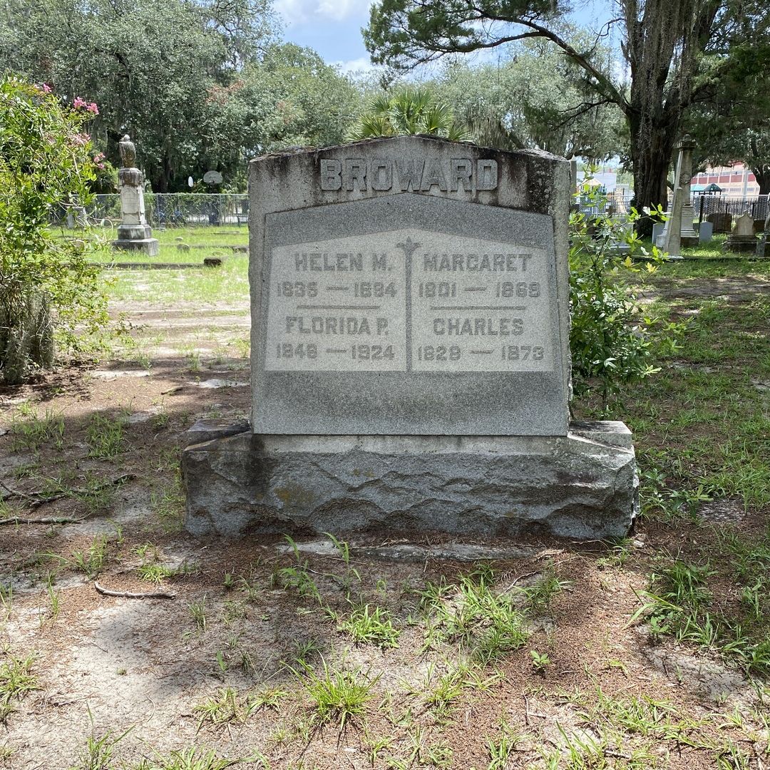 Burial of Broward family on the Old City Cemetery. Jacksonville, Fl