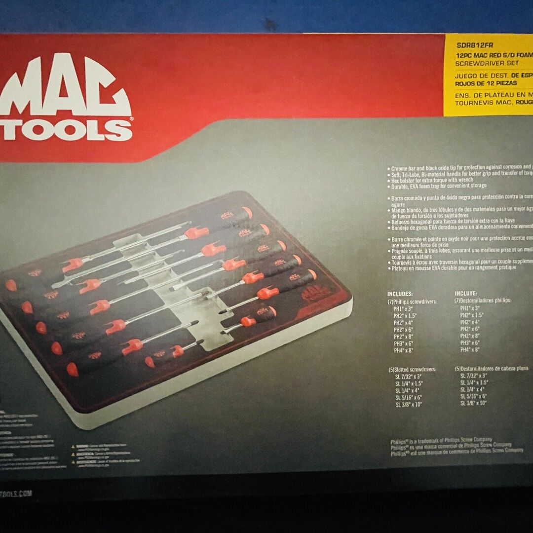 12-PC. Screwdriver Set in Foam – Red by Mactools