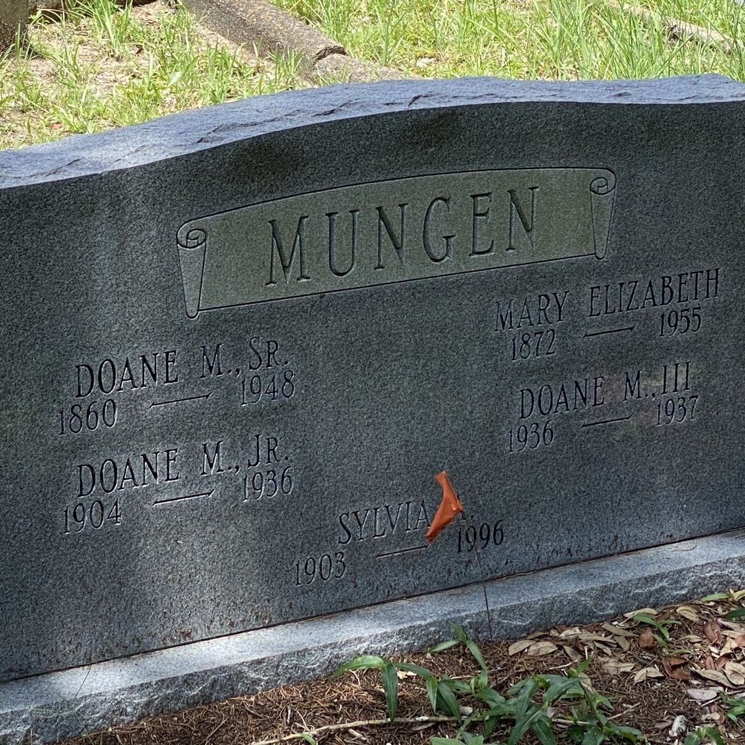 Burial of Mungen family on the Old City Cemetery. Jacksonville, Fl