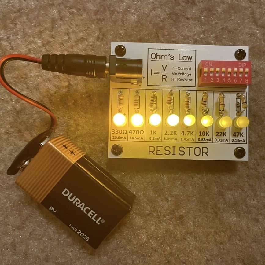 My first experience of the soldering with Tingbowie Practice kit. Ohm's Law poster image